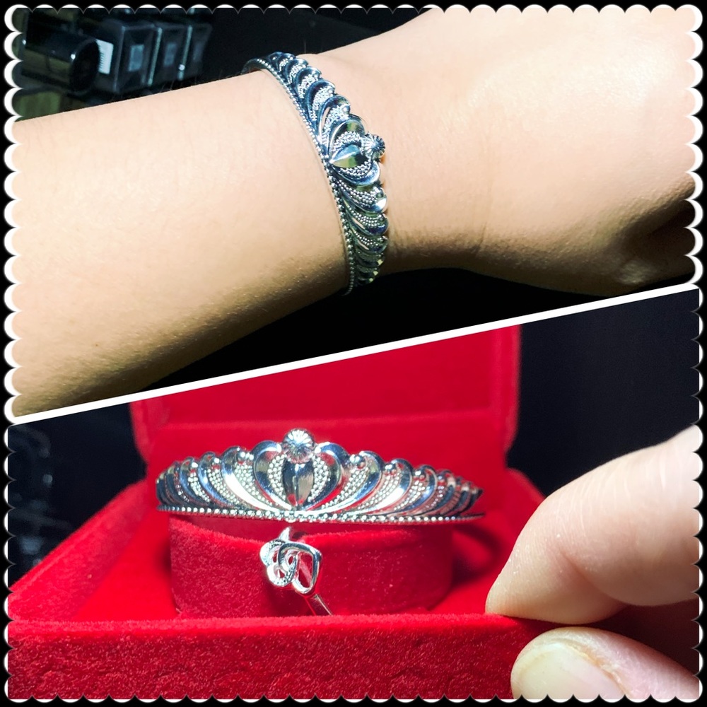 Stamped 925 Sterling Silver Adjustable Bangle+Ring